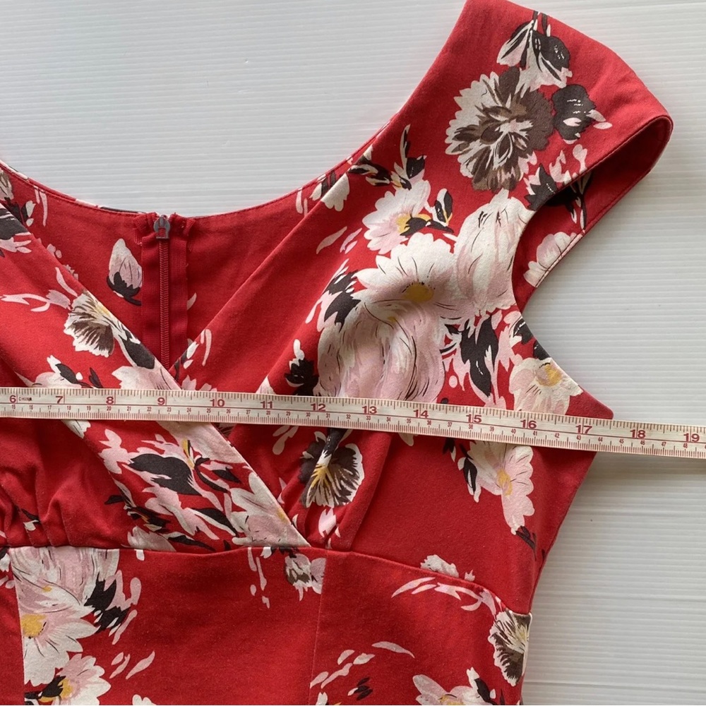 Retrospec’d Vintage Floral Dress Red Fit & Flare Pleated Rockabilly 50s SzM 12 - Picture 6 of 9